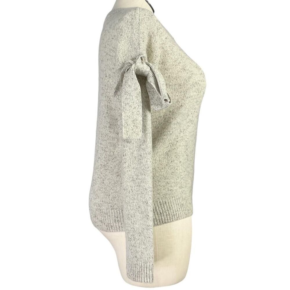 Ann Taylor Sweater Womens Small Gray Wool Blend Bow Sleeve Crew Neck Fall - Picture 3 of 7